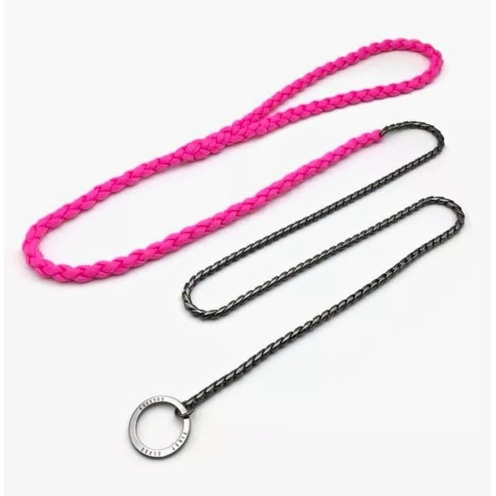 Designer Snake Chain Show Lead / Training lead Pink & Black Rope Slip Lead Dog